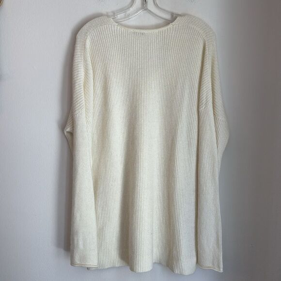 GAP Women's rabbit Hair V-Neck Cream knit classic warm holiday Sweater XL NWT - Picture 9 of 9